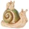 11.75" Cream & Green Magnesium Oxide Snail Garden Sculpture with Rabbit